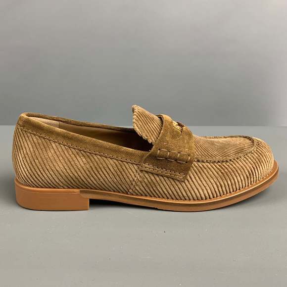 MIU MIU Khaki Corduroy Penny Flats - Picture 2 of 9